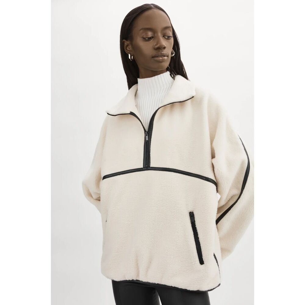 LAMARQUE Helsa Half‎ Zip Fleece Pullover Ivory X-Small